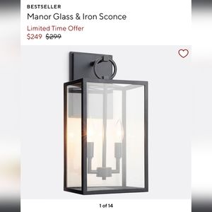 Pottery Barn Black Manor Glass & Iron Sconce
